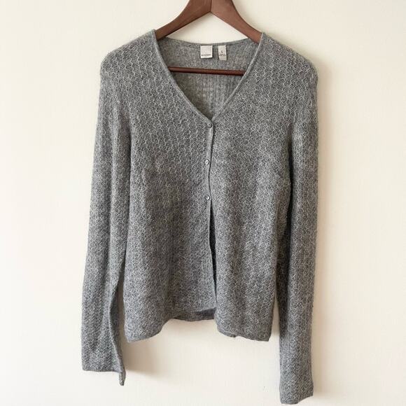 Anne Klein Cardigan Sweater Mohair Blend Long Sleeve Women’s size L Gray - Picture 1 of 7